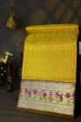 Venkatagiri Silk Yellow Saree With Zari Checks And Floral Buttis Body