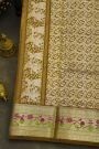 Venkatagiri Silk Yellow Saree With Zari Checks And Floral Buttis Body