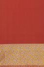 Venkatagiri Silk Brick Red Saree With Floral And Temple Border