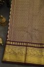 Venkatagiri Silk Brick Brown Saree With Floral Leaf Jaal And Birds Border
