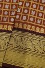 Venkatagiri Silk Brick Brown Saree With Floral Leaf Jaal And Birds Border
