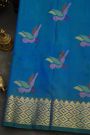 Venkatagiri Silk Royal Blue Saree With Florals And Parrot Buttis Body