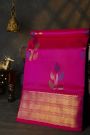 Venkatagiri Silk Rani Pink Saree With Floral And Leaf Body