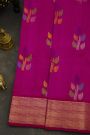 Venkatagiri Silk Rani Pink Saree With Floral And Leaf Body