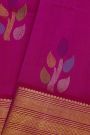 Venkatagiri Silk Rani Pink Saree With Floral And Leaf Body