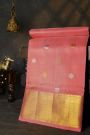 Venkatagiri Silk Baby Pink Saree With Florals And Peacocks Jamdani Pallu