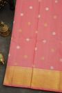 Venkatagiri Silk Baby Pink Saree With Florals And Peacocks Jamdani Pallu