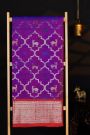 Venkatagiri Silk Purple Saree With All Over Floral Buttis And Animal Weave Body