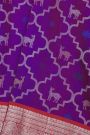 Venkatagiri Silk Purple Saree With All Over Floral Buttis And Animal Weave Body