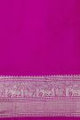 Venkatagiri Silk Hot Pink Saree With Floral Jaal And Deer Buttis Body