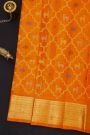 Venkatagiri Silk Orange Saree With All Over Floral Buttis And Animal Weave Body