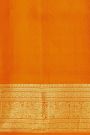 Venkatagiri Silk Orange Saree With All Over Floral Buttis And Animal Weave Body