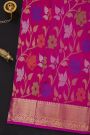 Venkatagiri Silk Rani Pink Saree With Floral And Leaf Jaal Jamdani Body