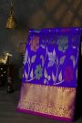 Venkatagiri Silk Royal Blue Saree With Florals And Leaves Body