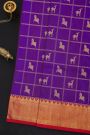 Venkatagiri Silk Violet Saree With All Over Zari Checks And Animal Body