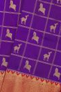 Venkatagiri Silk Violet Saree With All Over Zari Checks And Animal Body
