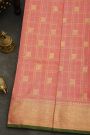 Venkatagiri Silk Baby Pink Saree With Florals And Birds Border