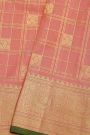 Venkatagiri Silk Baby Pink Saree With Florals And Birds Border