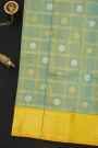 Venkatagiri Silk Sea Green Saree With Zari Checks And Floral Buttis Body