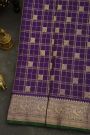 Venkatagiri Silk Violet Saree With Leaves And Birds Border