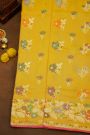Banarasi Silk Yellow Saree With Meenakari Florals And Leaves Border