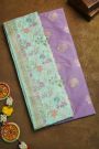 Banarasi Silk Lavender Saree With Meenakari Florals And Leaves Border