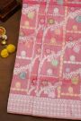 Banarasi Silk Onion Pink Saree With Florals And Leaves Jaal In Meenakari Body