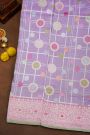 Banarasi Silk Lavender Saree With Florals And Leaves Jaal In Meenakari Border