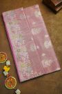 Banarasi Silk Onion Pink Saree With Meenakari Florals And Leaves Border