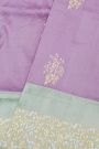 Banarasi Silk Lavender Saree With Florals And Leaves Border