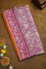 Banarasi Silk Lavender Saree With Florals And Leaves Jaal In Meenakari Border
