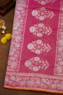 Banarasi Silk Lavender Saree With Florals And Leaves Jaal In Meenakari Border