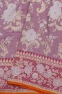 Banarasi Silk Lavender Saree With Florals And Leaves Jaal In Meenakari Border