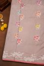 Banarasi Silk Lilac Saree With Florals And Leaves In Meenakari Body