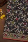 Fancy Organza Black Saree With Floral And Leaves Jaal Border