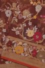 Fancy Organza Rust Brown Saree With Florals And Leaves Jaal Border