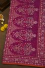 Fancy Organza Rani Pink Saree With Floral And Leaves Border