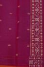 Fancy Organza Rani Pink Saree With Floral And Leaves Border