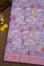 Fancy Organza Lavender Saree With Florals And Leaves Border