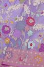 Fancy Organza Lavender Saree With Florals And Leaves Border