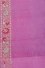 Fancy Organza Lavender Saree With Florals And Leaves Border