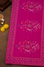Banarasi Silk Magenta Saree With Florals And Leaves Jaal In Meenakari Border
