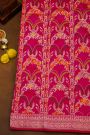 Banarasi Kadwa Silk Rani Pink Saree With Florals And Leaves In Meenakari Body
