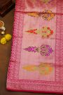 Banarasi Kadwa Silk Rani Pink Saree With Florals And Leaves In Meenakari Body