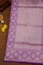 Banarasi Silk Purple Saree With Florals And Leaves In Meenakari Body