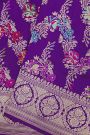 Banarasi Silk Purple Saree With Florals And Leaves In Meenakari Body