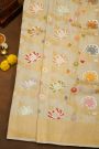 Banarasi Silk Off White Saree With Florals And Leaves In Meenakari Body
