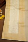 Banarasi Silk Off White Saree With Florals And Leaves In Meenakari Body