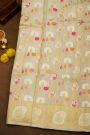 Banarasi Silk Off White Saree With Florals And Paisleys Border
