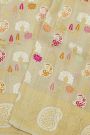 Banarasi Silk Off White Saree With Florals And Paisleys Border